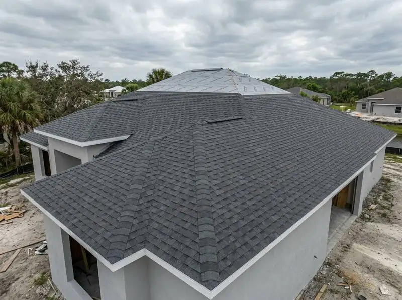 Homestead new construction home before and after complete roof installation